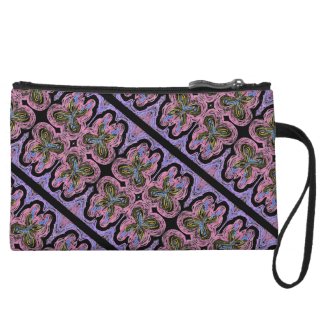 Butterfly Crayon Art on Black by EelKat Wristlet Wallet