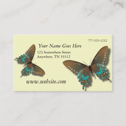 Customizable Butterfly Cream Business Cards