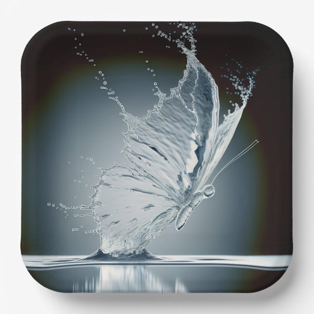 Butterfly Creating a Water Splash Paper Plates (Front)