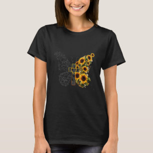 Butterfly Cross Sunflower God Faith Jesus Faith Ch T-Shirt