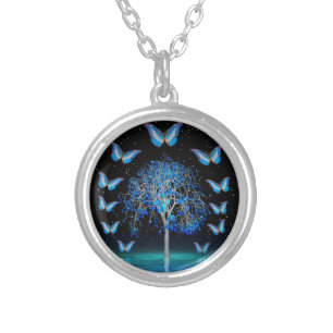 Butterfly Crystal Tree  Necklace