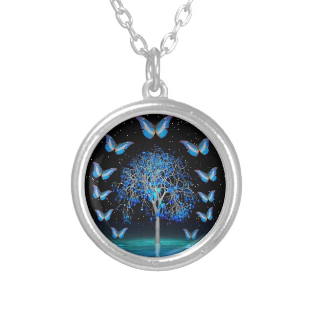 Butterfly Crystal Tree  Necklace (Front)