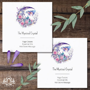 Butterfly Crystals Crescent Moon Flowers Spiritual Square Business Card