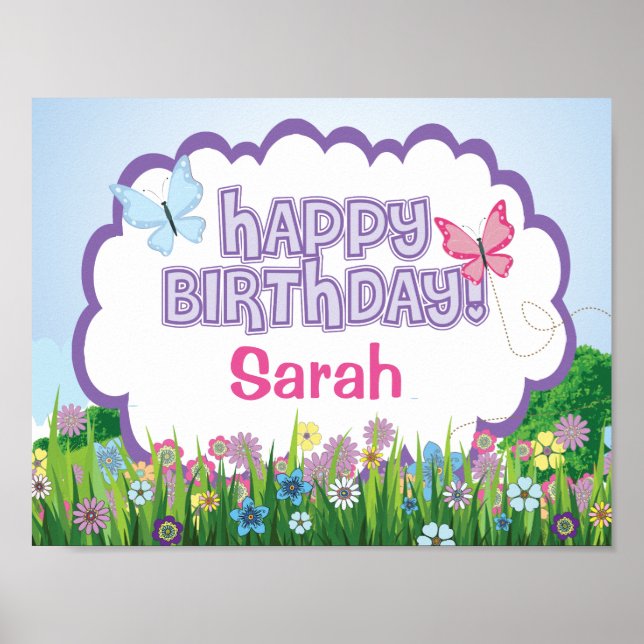 Butterfly, Custom Birthday Party Poster (Front)