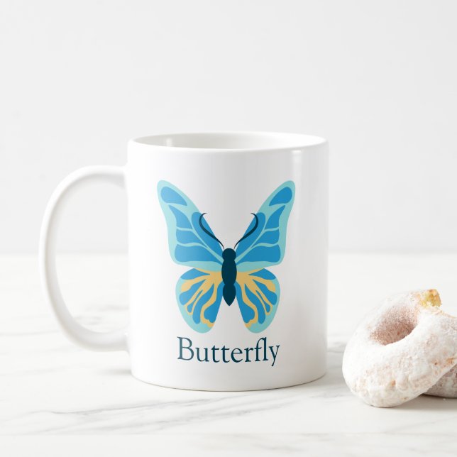Butterfly Custom Color Graphic Personalized Name Coffee Mug (With Donut)