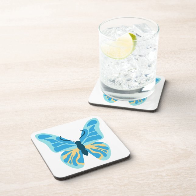 Butterfly Custom Colors Graphic Beverage Coaster (Right Side)