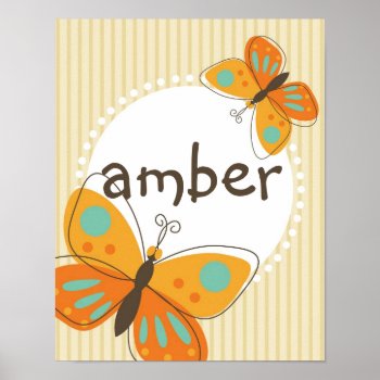 Butterfly Custom Name Kid Poster by wrkdesigns at Zazzle