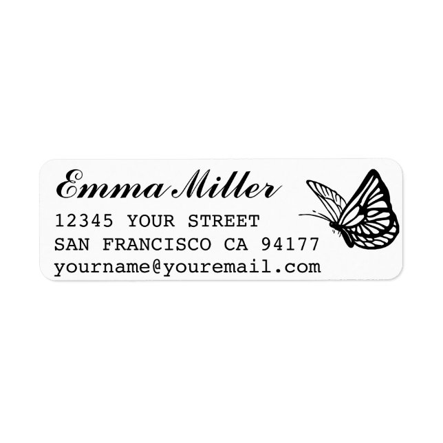 Butterfly Custom Name Return Address Label (Front)