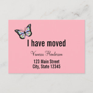 Butterfly Custom Pink Moving Announcement