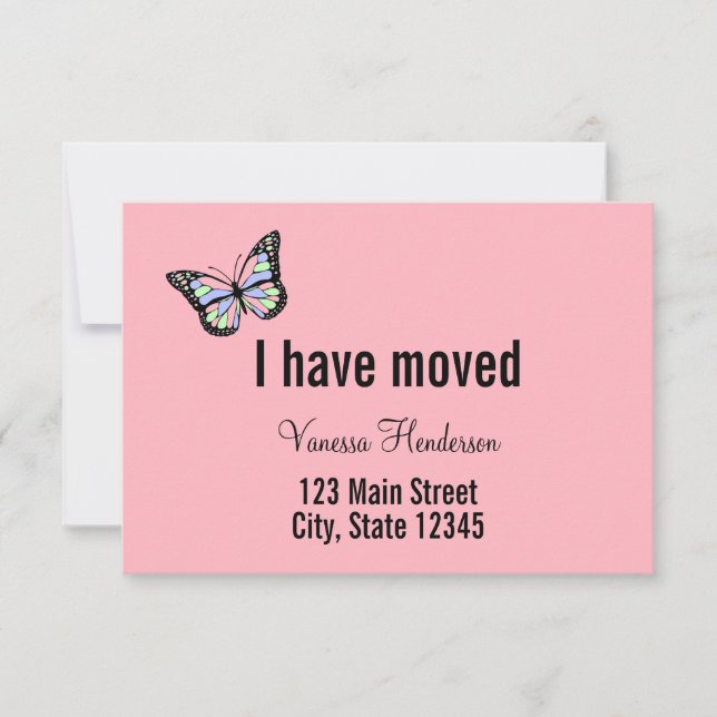 Butterfly Custom Pink Moving Announcement (Front)