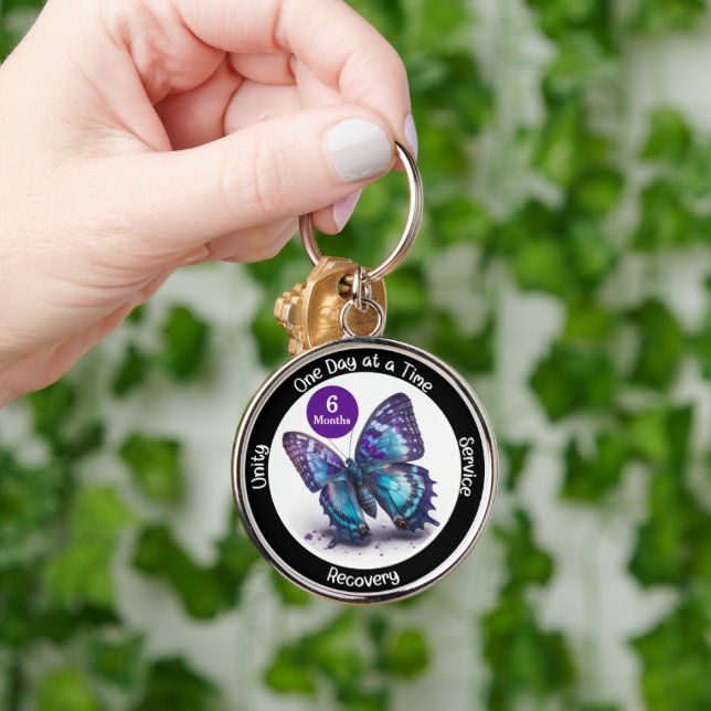Butterfly Custom Sobriety Gift - Clean Gift Keychain (Hand)