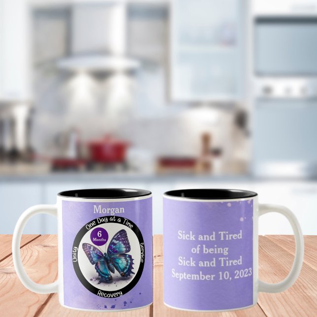 Butterfly Custom Sobriety Gift - Clean Gift Two-Tone Coffee Mug (Creator Uploaded)