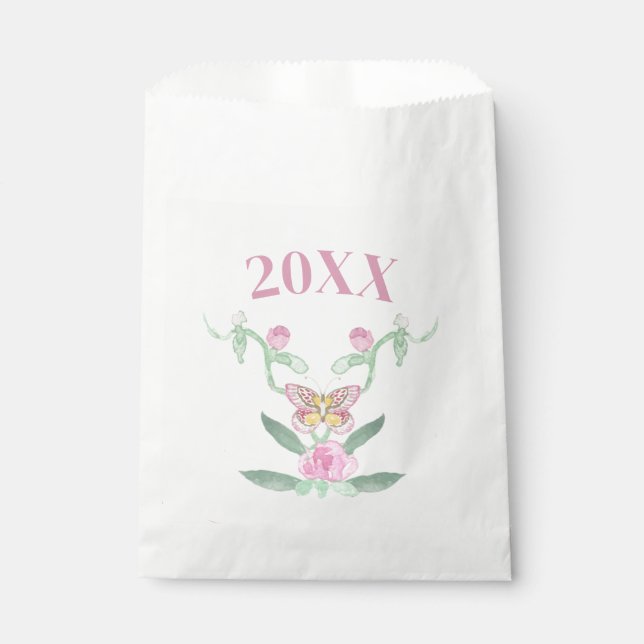 Butterfly Customizabl Graduation Crest Graduation  Favor Bag (Front)