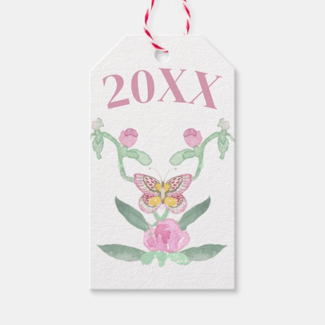 Butterfly Customizable Graduation  Gift Tags (Front)