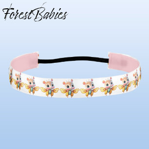 Butterfly, Cute White & Pink Girl Cartoon Graphic Athletic Headband