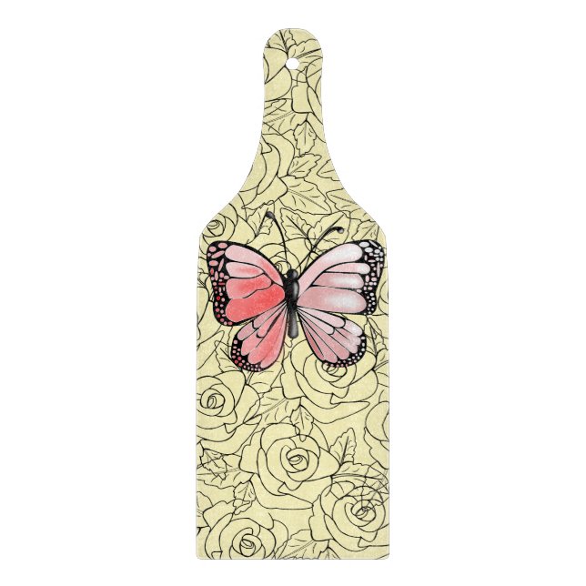 Butterfly Cutting Board Roses - Custom Colors (Front)