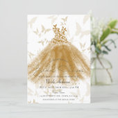 Butterfly Dance Gold Sparkle Dress Bridal Shower Invitation (Standing Front)