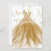 Butterfly Dance Gold Sparkle Dress Bridal Shower Invitation (Back)