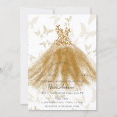 Butterfly Dance Gold Sparkle Dress Bridal Shower Invitation (Front)