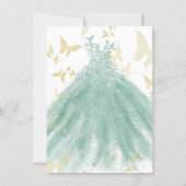 Butterfly Dance Green Dress Gold Sweet 16 Party In Invitation (Back)