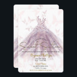 Butterfly Dance Mauve Sparkle Dress Gold Sweet 16  Invitation<br><div class="desc">Customize for any event</div>