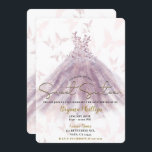 Butterfly Dance Mauve Sparkle Dress Gold Sweet 16  Invitation<br><div class="desc">Customize for any event</div>