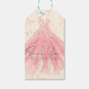 Butterfly Dance Peach Sparkle Dress Bridal Shower Gift Tags