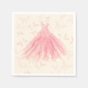 Butterfly Dance Peach Sparkle Dress Bridal Shower Napkins