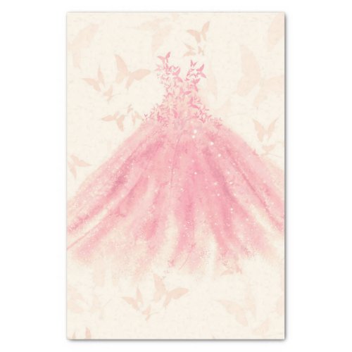 Butterfly Dance Peach Sparkle Dress Bridal Shower Tissue Paper