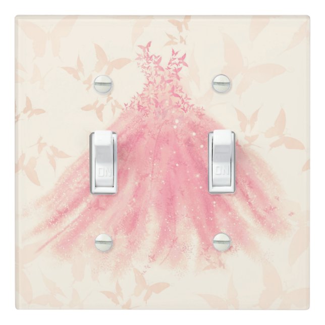 Butterfly Dance Peach Sparkle Dress Light Switch Cover (In Situ)
