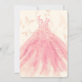 Butterfly Dance Peach Sparkle Dress Quinceañera Invitation (Back)