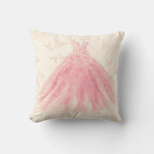 Butterfly Dance Peach Sparkle Dress Throw Pillow