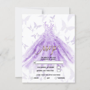 Butterfly Dance Purple Dress Bridal Shower RSVP Invitation