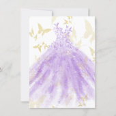Butterfly Dance Purple Dress Gold Sweet 16 Party Invitation (Back)