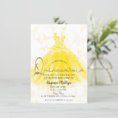 Butterfly Dance Yellow Sparkle Dress Quinceañera Invitation (Standing Front)