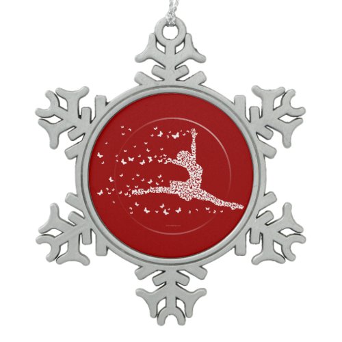 Butterfly Dancer Snowflake Pewter Christmas Ornament