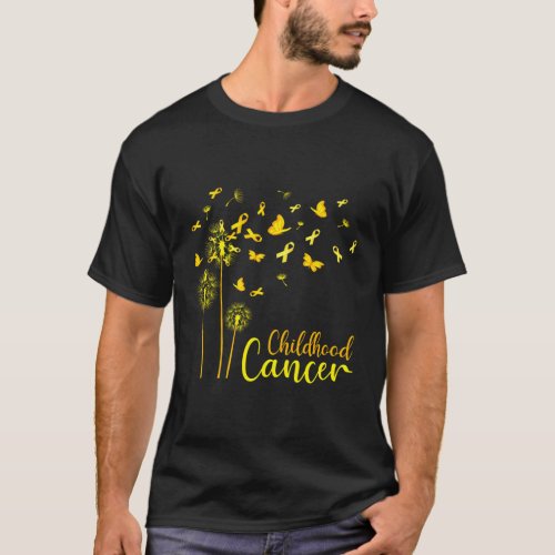 Butterfly Dandelion Childhood Cancer Awareness Flo T_Shirt