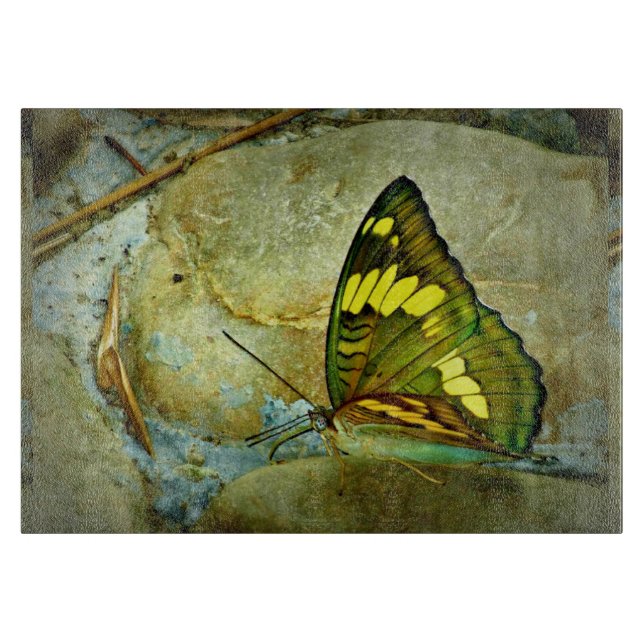 Butterfly Decorative Glass Cutting Board 11"x8" (Front)