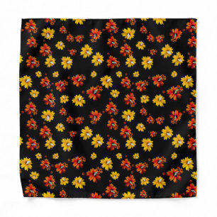 Butterfly Delicate Floral Seamless Pattern Black Bandana