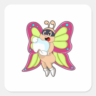Butterfly Dentist Teeth Square Sticker