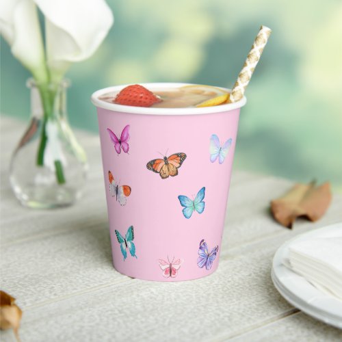 Butterfly Design Nature Insects pink blue purple Paper Cups