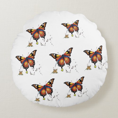 Butterfly Design Round Pillow