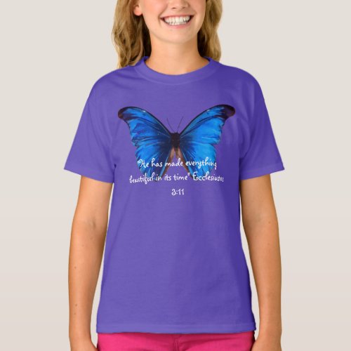 Butterfly design with Ecclesiastes bible verse T_Shirt