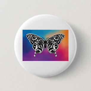 Butterfly Design with Sunset Colors Button