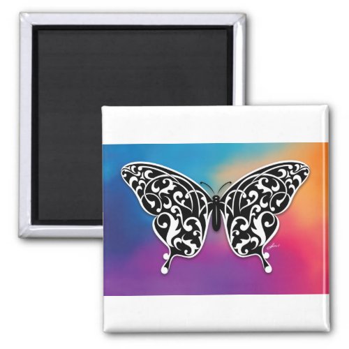 Butterfly Design with Sunset Colors Magnet