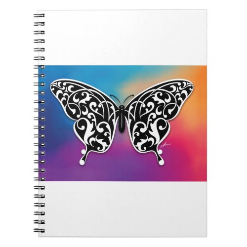 Butterfly Design with Sunset Colors Notebook