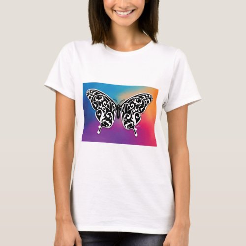 Butterfly Design with Sunset Colors T_Shirt
