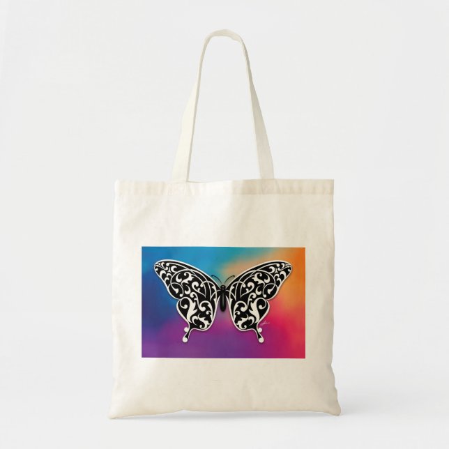 Butterfly Design with Sunset Colors Tote Bag (Front)