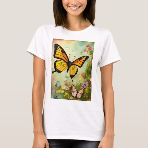 butterfly design women t_shirt