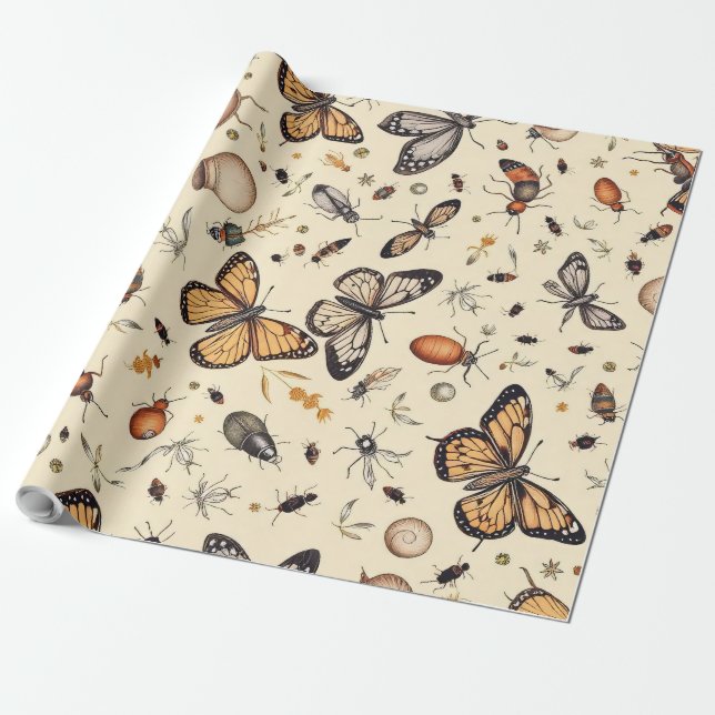 Butterfly design wrapping paper (Unrolled)
